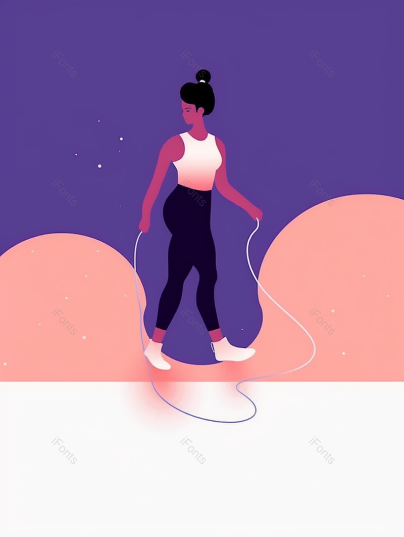 一名女人在健身跳绳卡通插画,插画/手绘图,插画/手绘图库,插画/手绘图下载,插画/手绘